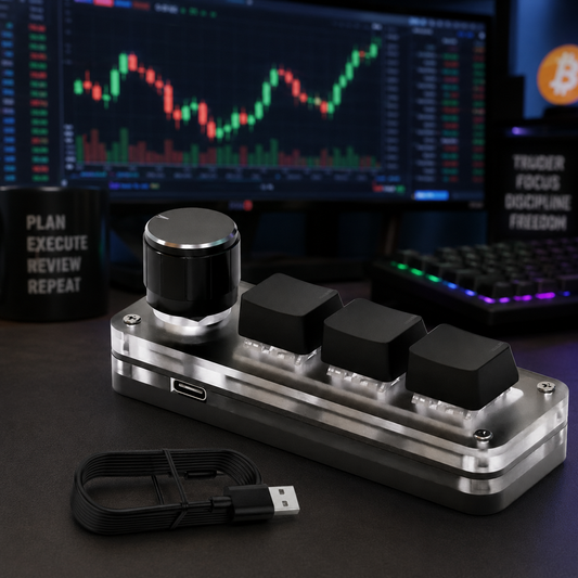 3-Key 1-Knob Programmable Trading Keypad | Custom Macro Mechanical Macropad for Crypto & Stock Day Traders