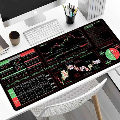 Candlestick Pattern Desk Mat - Extended Large Stock Market Trading Mouse Pad