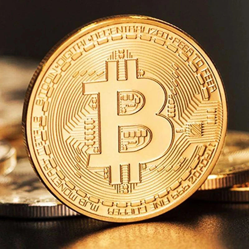 Gold Plated Bitcoin Commemorative Coin – Collector's Crypto Souvenir Gift
