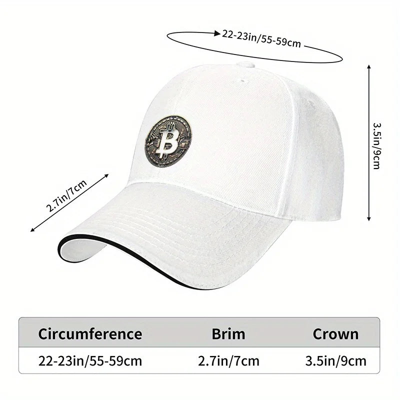 Bitcoin Crypto Baseball Cap – Unisex Adjustable Cotton Hat for Men & Women