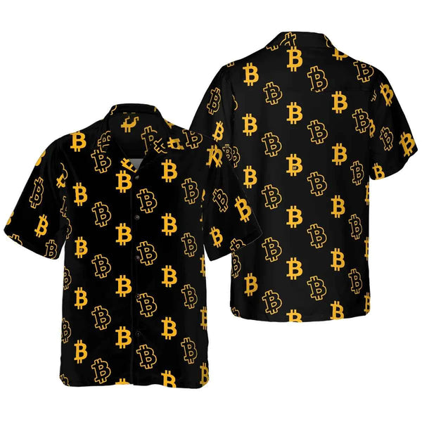 Bitcoin Hawaiian Shirt – 3D Printed Crypto Beach Shirt | Unisex Short Sleeve Summer Button-Up