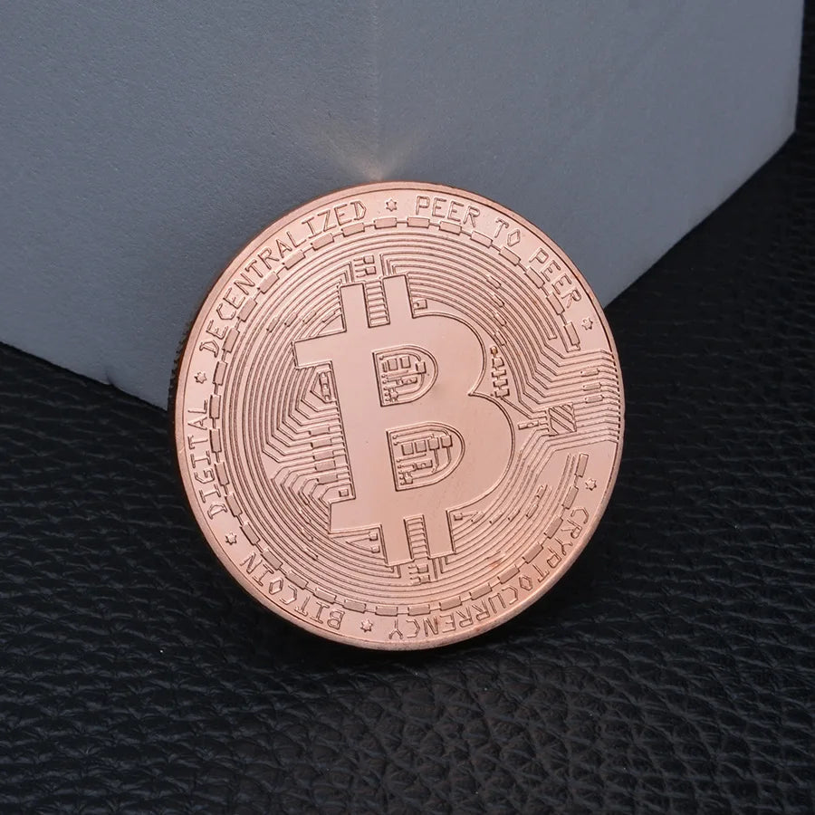 Gold Plated Bitcoin Commemorative Coin – Collector's Crypto Souvenir Gift