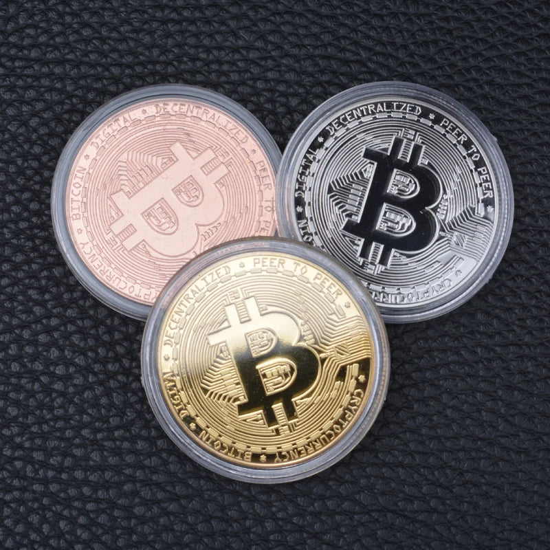 Gold Plated Bitcoin Commemorative Coin – Collector's Crypto Souvenir Gift