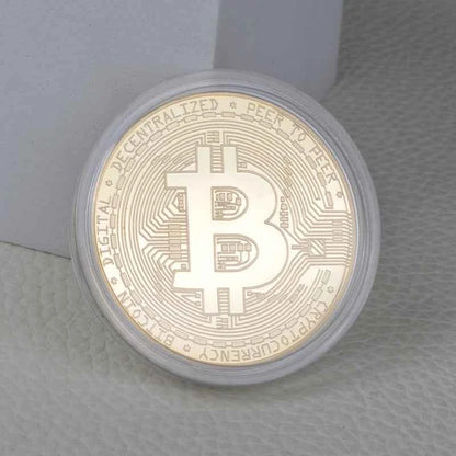 Gold Plated Bitcoin Commemorative Coin – Collector's Crypto Souvenir Gift