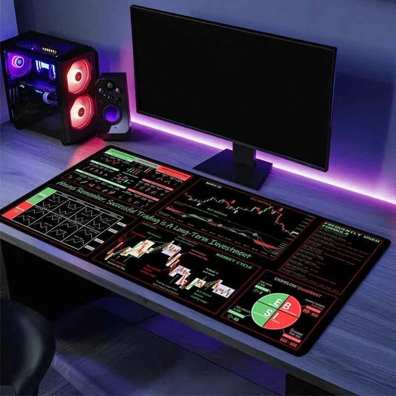 Candlestick Pattern Desk Mat - Extended Large Stock Market Trading Mouse Pad