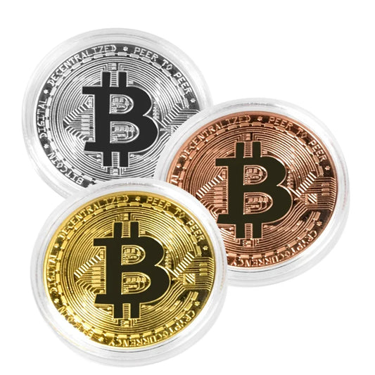 Gold Plated Bitcoin Commemorative Coin – Collector's Crypto Souvenir Gift