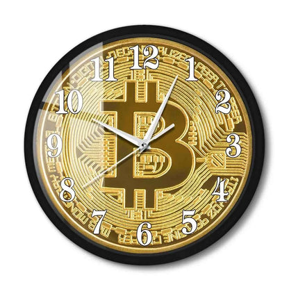 Bitcoin Wall Clock – Golden Crypto Coin LCD Digital Display Clock for Traders & Crypto Enthusiasts